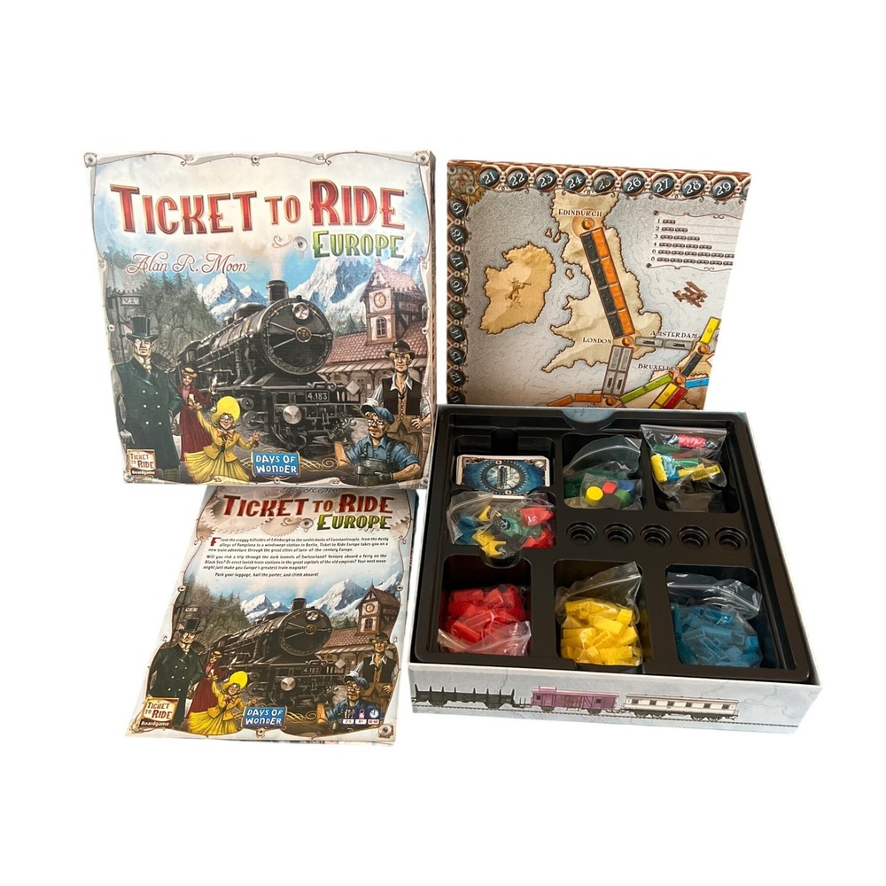 Ticket to Ride Europe Board Game Days of Wonder Alan R Moon Strategy Complete